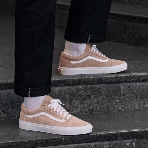 vans pig suede old skool shadow gray & true white womens shoes